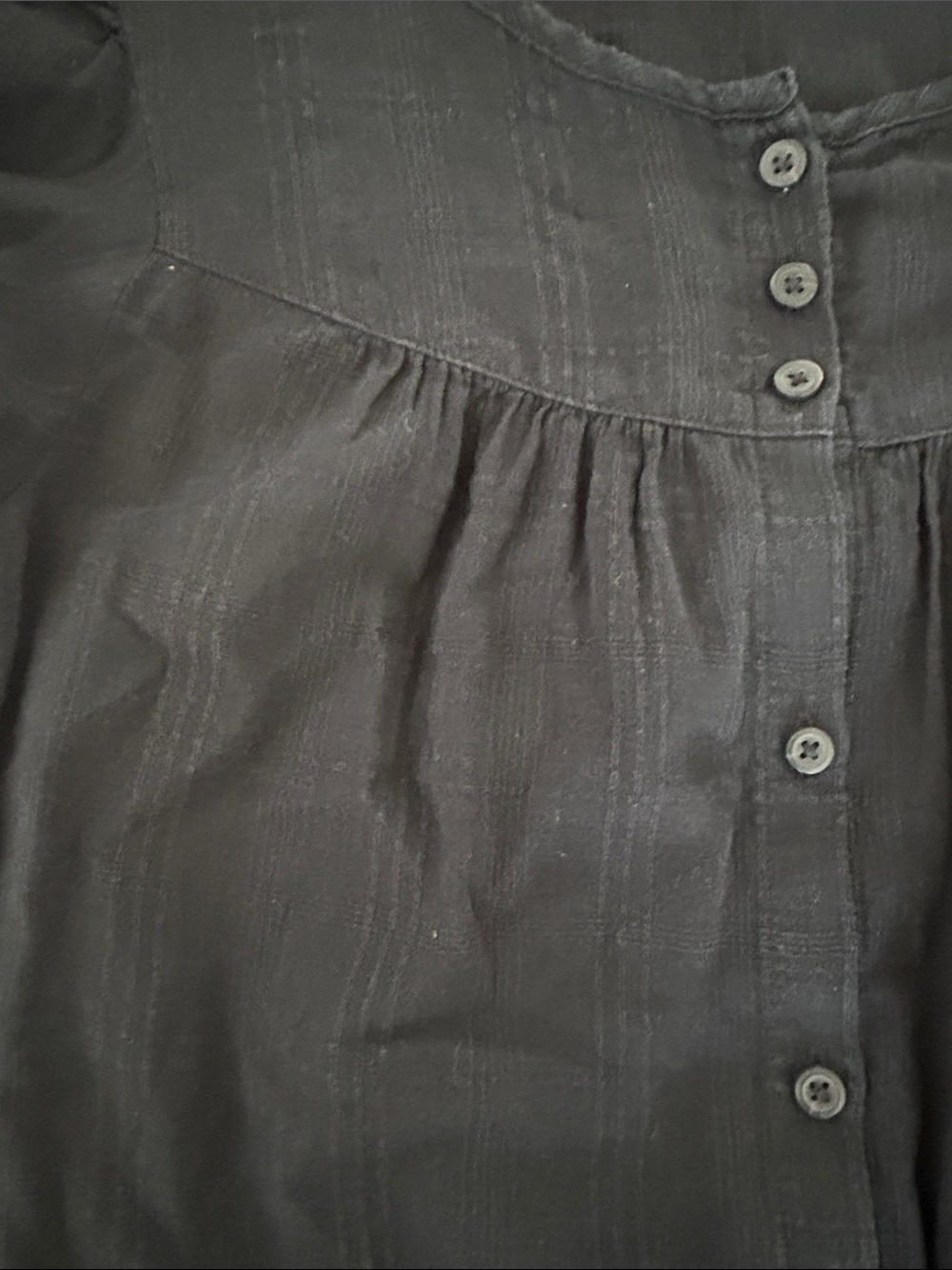 Madewell Black Puff-Sleeve Button-Front Blouse - Picture 3 of 6